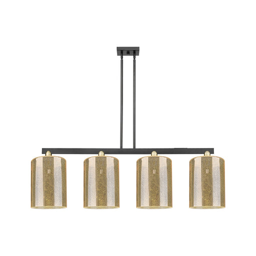 Innovations Cobbleskill 52in 4-Light Island Light | Industrial Black Antique Brass and Mercury Glass | Kitchen Island & Dining | Model 716-4I-BAB-G116-L