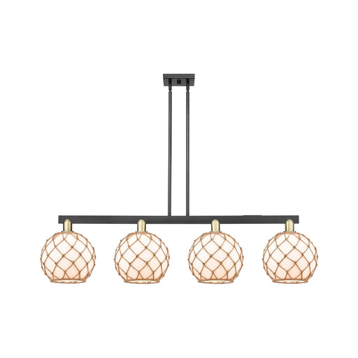 Innovations Athens 53in 4-Light Island Light | Industrial Black Antique Brass Steel and Matte White Glass | Kitchen Island & | Model 716-4I-BAB-G121-10