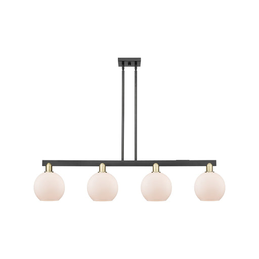 Innovations Athens 51in 4-Light Island Light | Industrial Black Antique Brass and Matte White Glass | Kitchen Island & Dining | Model 716-4I-BAB-G121-8