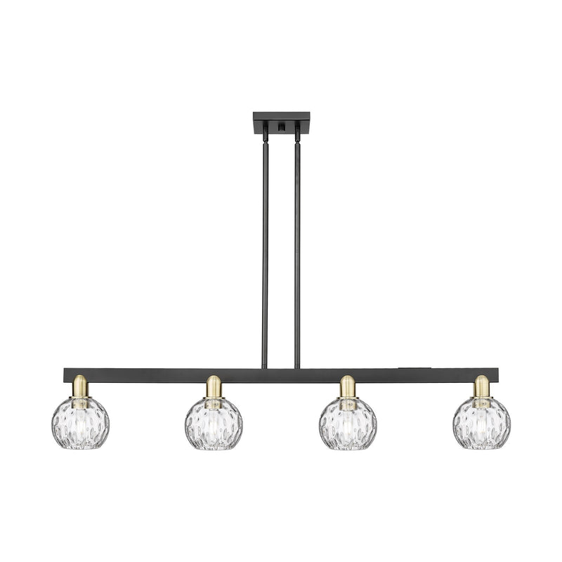 Innovations Athens Water Glass 49in 4-Light Island Light | Industrial Black Antique Brass and Clear Glass | Kitchen Island & | Model 716-4I-BAB-G1215-6