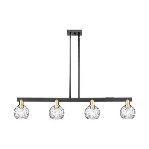 Innovations Athens Water Glass 49in 4-Light Island Light | Industrial Black Antique Brass and Clear Glass | Kitchen Island & | Model 716-4I-BAB-G1215-6