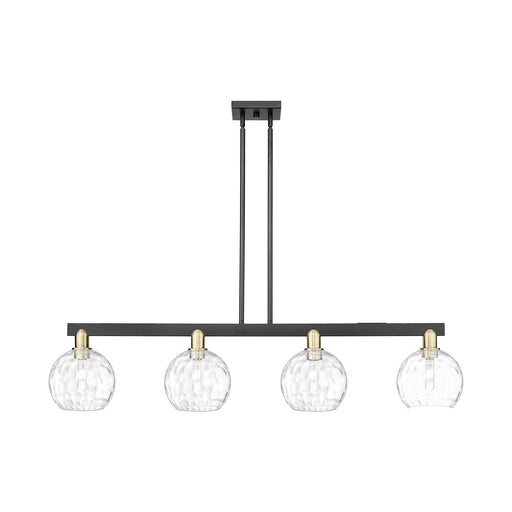 Innovations Athens Water Glass 51in 4-Light Island Light | Industrial Black Antique Brass and Clear Glass | Kitchen Island & | Model 716-4I-BAB-G1215-8
