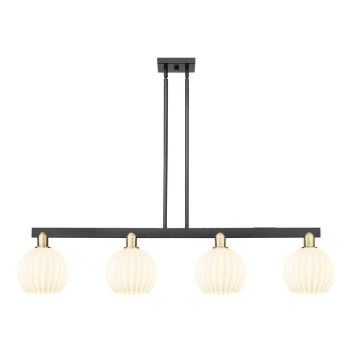 Innovations Lighting Arcadia 48in 4-Light Island Light | Modern Contemporary Black Antique Brass and White Venetian Glass | Model 716-4I-BAB-G1217-8WV