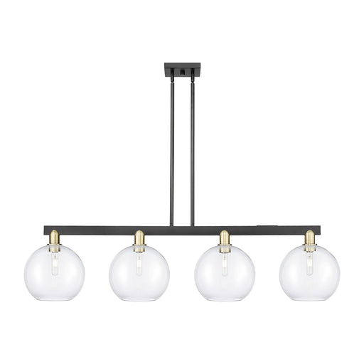 Innovations Athens 53in 4-Light Island Light | Industrial Black Antique Brass Steel and Clear Glass | Kitchen Island & Dining | Model 716-4I-BAB-G122-10