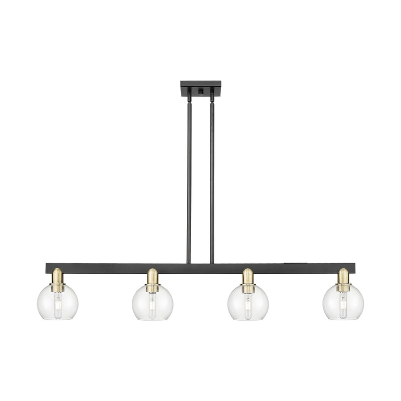 Innovations Athens 49in 4-Light Island Light | Industrial Black Antique Brass and Clear Glass | Kitchen Island & Dining Room | Model 716-4I-BAB-G122-6
