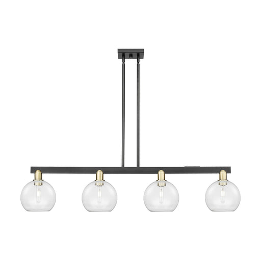 Innovations Athens 51in 4-Light Island Light | Industrial Black Antique Brass Steel and Clear Glass | Kitchen Island & Dining | Model 716-4I-BAB-G122-8