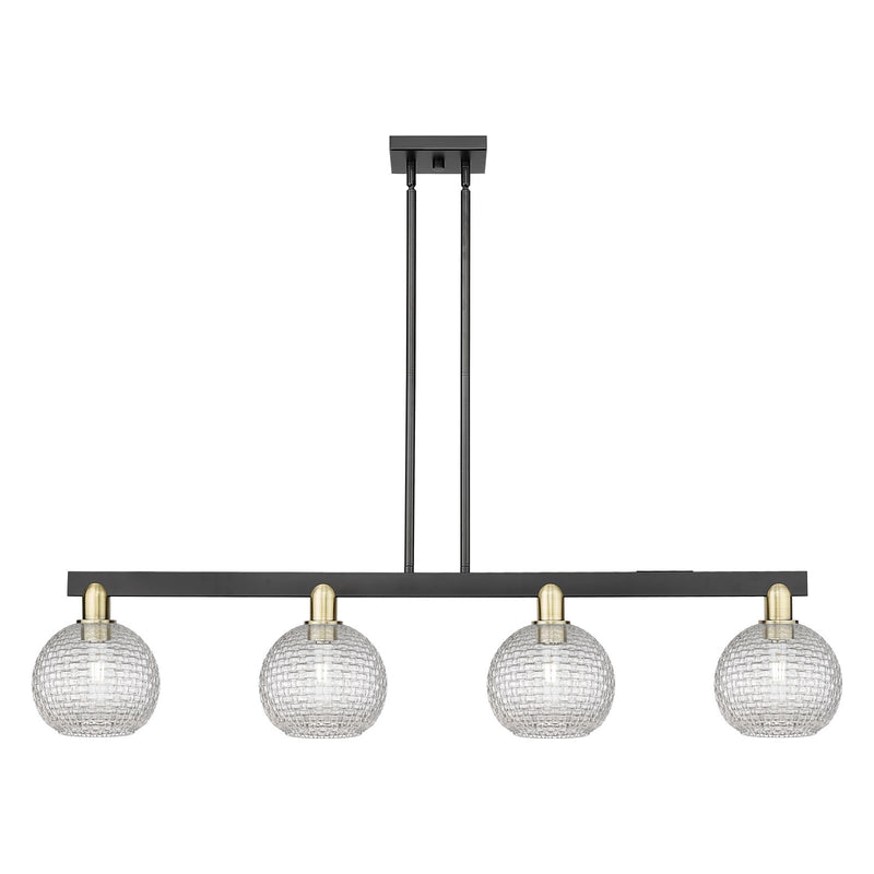 Innovations Athens 51in 4-Light Island Light | Industrial Black Antique Brass and Clear Basket Weave Glass | Kitchen Island & | Model 716-4I-BAB-G122C-8CL