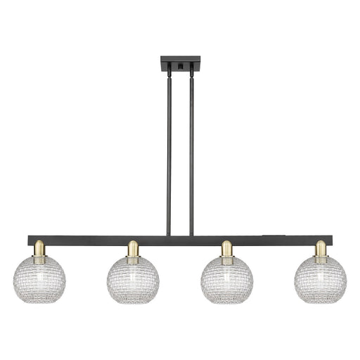 Innovations Athens 51in 4-Light Island Light | Industrial Black Antique Brass and Clear Basket Weave Glass | Kitchen Island & | Model 716-4I-BAB-G122C-8CL