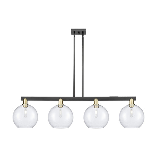 Innovations Athens 53in 4-Light Island Light | Industrial Black Antique Brass Steel and Seedy Glass | Kitchen Island & Dining | Model 716-4I-BAB-G124-10