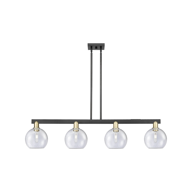 Innovations Athens 51in 4-Light Island Light | Industrial Black Antique Brass Steel and Seedy Glass | Kitchen Island & Dining | Model 716-4I-BAB-G124-8