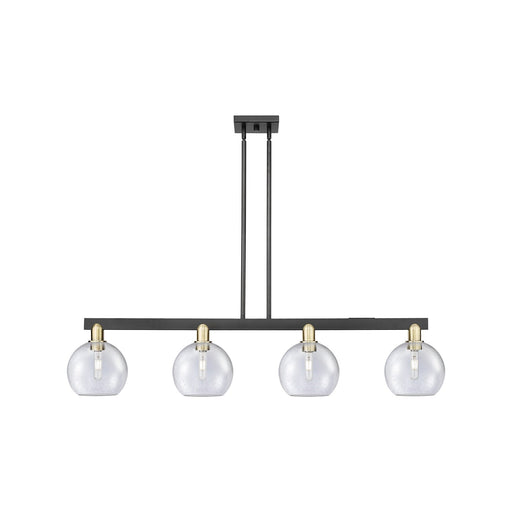 Innovations Athens 51in 4-Light Island Light | Industrial Black Antique Brass Steel and Seedy Glass | Kitchen Island & Dining | Model 716-4I-BAB-G124-8