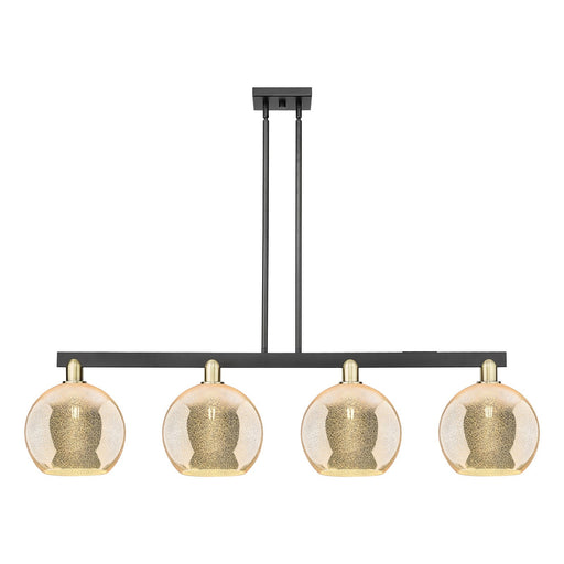 Innovations Athens 53in 4-Light Island Light | Industrial Black Antique Brass Steel and Mercury Glass | Kitchen Island & Dining | Model 716-4I-BAB-G128-10