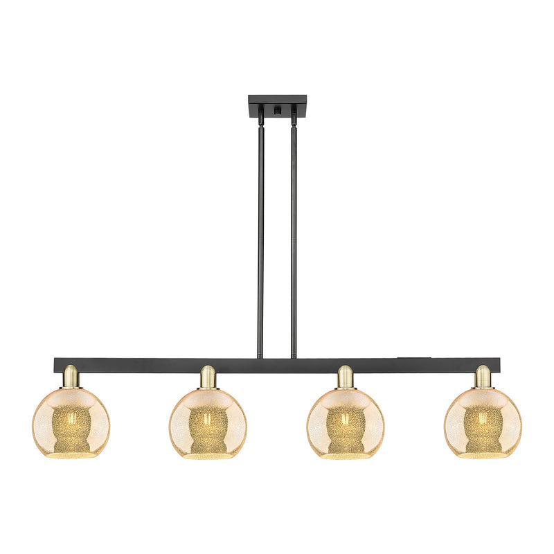 Innovations Athens 51in 4-Light Island Light | Industrial Black Antique Brass and Mercury Glass | Kitchen Island & Dining Room | Model 716-4I-BAB-G128-8