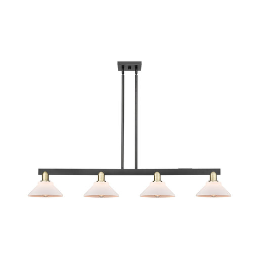 Innovations Orwell 51in 4-Light Island Light | Industrial Black Antique Brass and Matte White Glass | Kitchen Island & Dining Room | Model 716-4I-BAB-G131