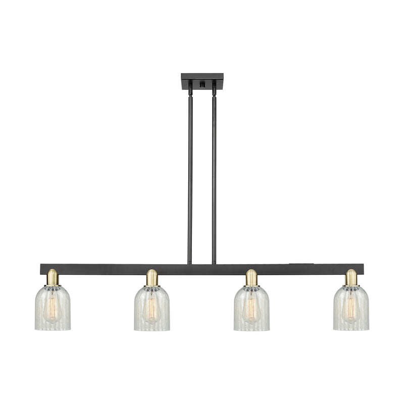 Innovations Caledonia 48in 4-Light Island Light | Industrial Black Antique Brass Steel and Mouchette Glass | Kitchen Island & | Model 716-4I-BAB-G2511