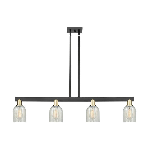 Innovations Caledonia 48in 4-Light Island Light | Industrial Black Antique Brass Steel and Mouchette Glass | Kitchen Island & | Model 716-4I-BAB-G2511