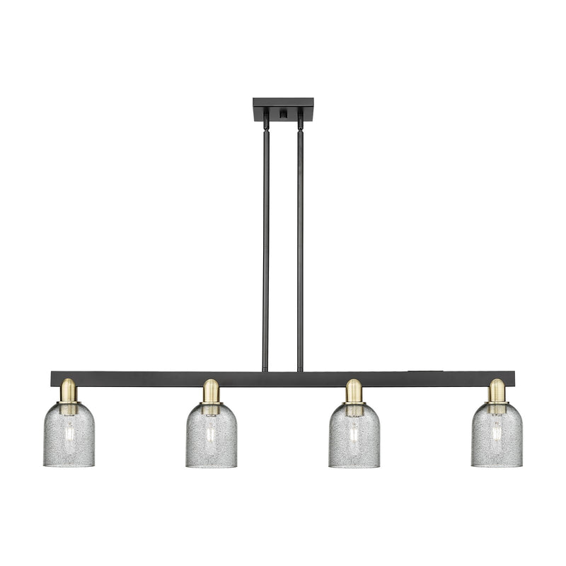 Innovations Caledonia 48in 4-Light Island Light | Industrial Black Antique Brass and Charcoal Glass | Kitchen Island & Dining Room | Model 716-4I-BAB-G257
