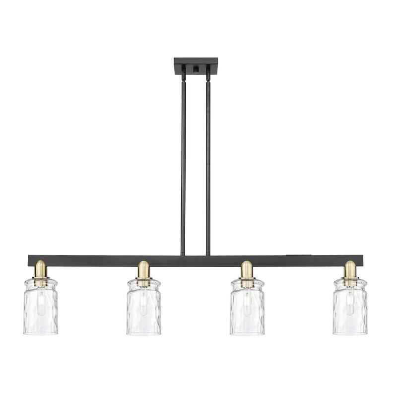 Innovations Candor 48in 4-Light Island Light | Industrial Black Antique Brass and Clear Waterglass Glass | Kitchen Island & Dining | Model 716-4I-BAB-G352