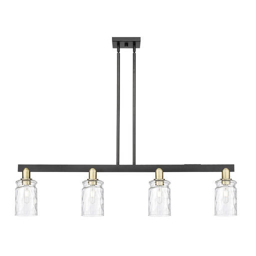 Innovations Candor 48in 4-Light Island Light | Industrial Black Antique Brass and Clear Waterglass Glass | Kitchen Island & Dining | Model 716-4I-BAB-G352