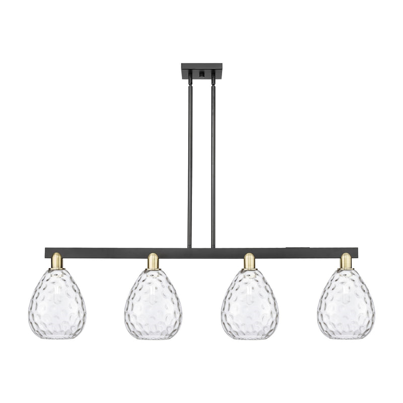 Innovations Waverly 51in 4-Light Island Light | Industrial Black Antique Brass Steel and Clear Glass | Kitchen Island & Dining | Model 716-4I-BAB-G372