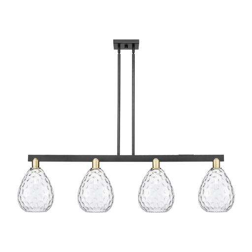 Innovations Waverly 51in 4-Light Island Light | Industrial Black Antique Brass Steel and Clear Glass | Kitchen Island & Dining | Model 716-4I-BAB-G372