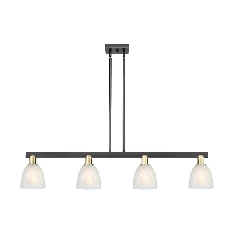 Innovations Castile 49in 4-Light Island Light | Industrial Black Antique Brass and White Glass | Kitchen Island & Dining Room | Model 716-4I-BAB-G381