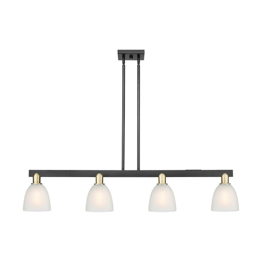 Innovations Castile 49in 4-Light Island Light | Industrial Black Antique Brass and White Glass | Kitchen Island & Dining Room | Model 716-4I-BAB-G381