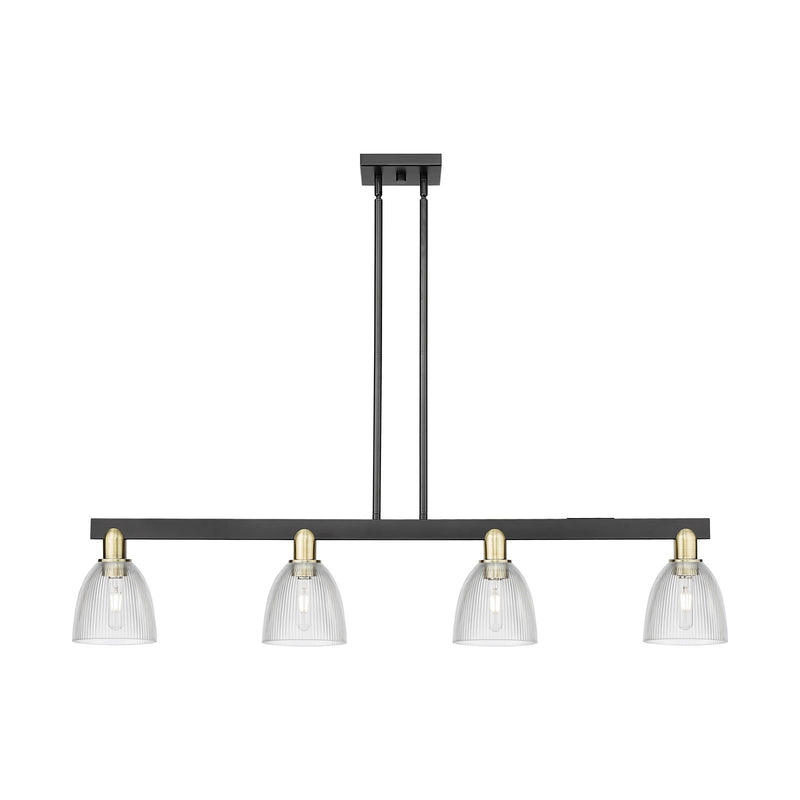 Innovations Castile 49in 4-Light Island Light | Industrial Black Antique Brass and Clear Glass | Kitchen Island | 48.75 x 9.88 in | Model 716-4I-BAB-G382