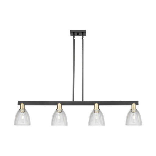 Innovations Castile 49in 4-Light Island Light | Industrial Black Antique Brass and Clear Glass | Kitchen Island | 48.75 x 9.88 in | Model 716-4I-BAB-G382
