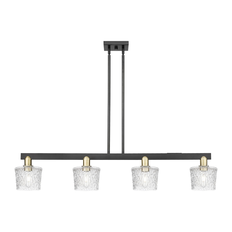 Innovations Niagara 49in 4-Light Island Light | Industrial Black Antique Brass and Clear Glass | Kitchen Island & Dining Room | Model 716-4I-BAB-G402