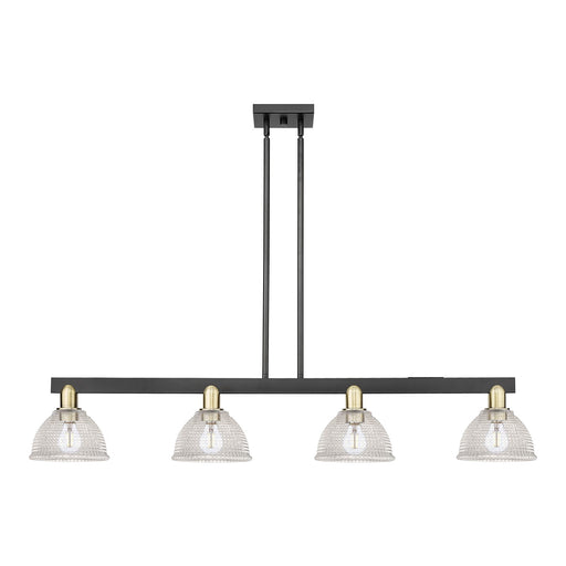 Innovations Arietta 51in 4-Light Island Light | Industrial Black Antique Brass and Clear Glass | Kitchen Island & Dining Room | Model 716-4I-BAB-G422