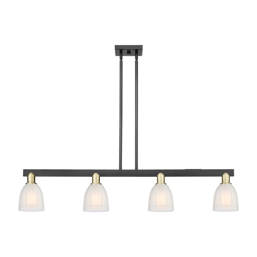 Innovations Brookfield 49in 4-Light Island Light | Industrial Black Antique Brass and White Frosted Ribbed Glass | Kitchen Island | Model 716-4I-BAB-G441