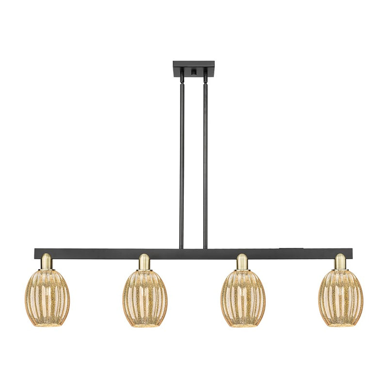 Innovations Preston 4Lt 48" Bell Stem Island Light, BKS/MC - 716-4I-BAB-G459-6ME