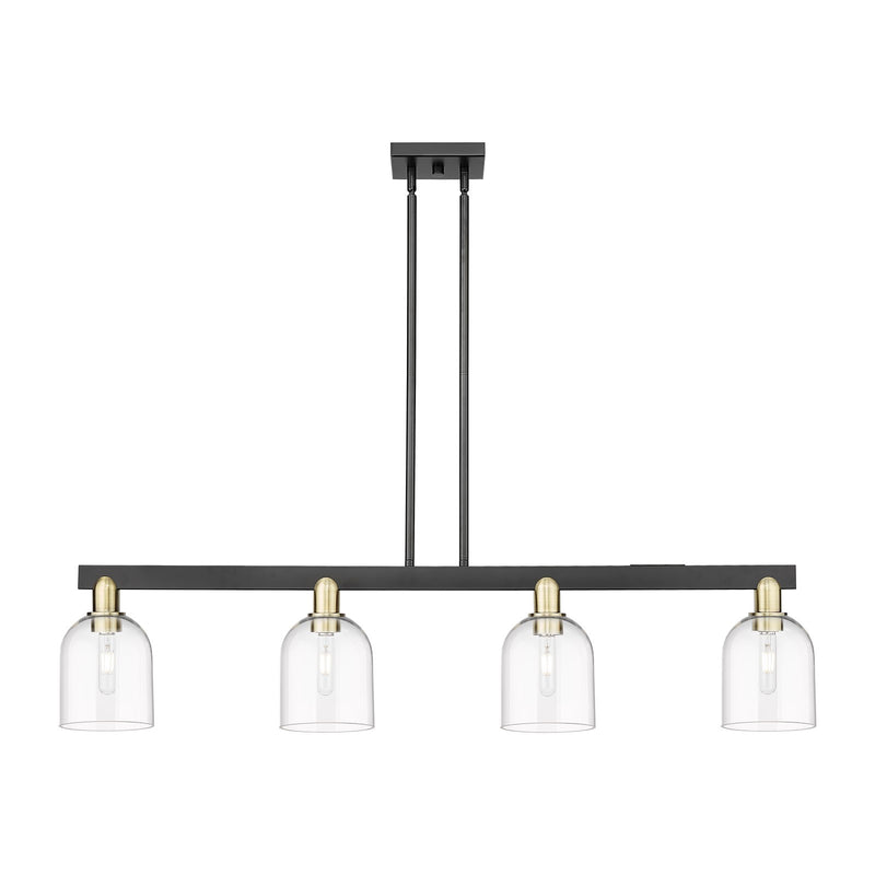 Innovations Bella 48in 4-Light Island Light | Industrial Black Antique Brass and Clear Glass | Kitchen Island & Dining Room | Model 716-4I-BAB-G558-6CL