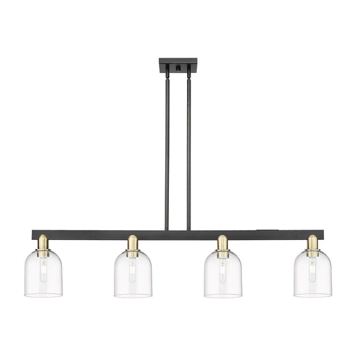 Innovations Bella 48in 4-Light Island Light | Industrial Black Antique Brass and Clear Glass | Kitchen Island & Dining Room | Model 716-4I-BAB-G558-6CL