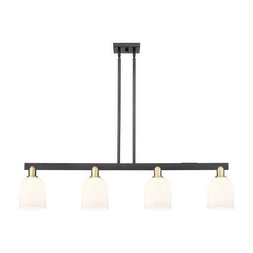 Innovations Bella 48in 4-Light Island Light | Industrial Black Antique Brass and White Glass | Kitchen Island & Dining Room | Model 716-4I-BAB-G558-6GWH