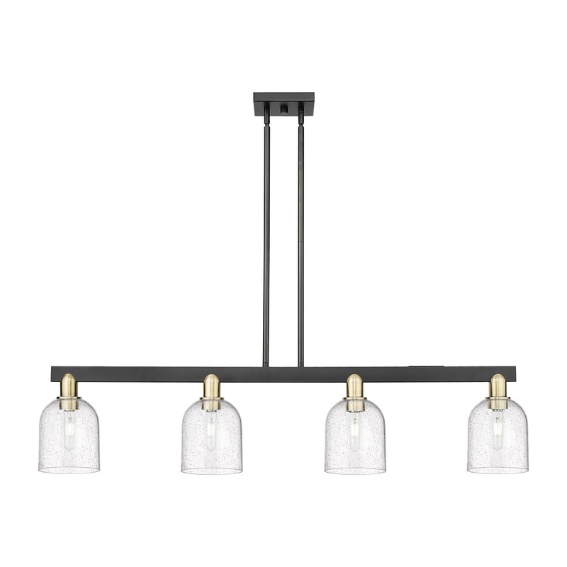 Innovations Bella 48in 4-Light Island Light | Industrial Black Antique Brass Steel and Seedy Glass | Kitchen Island & Dining | Model 716-4I-BAB-G558-6SDY