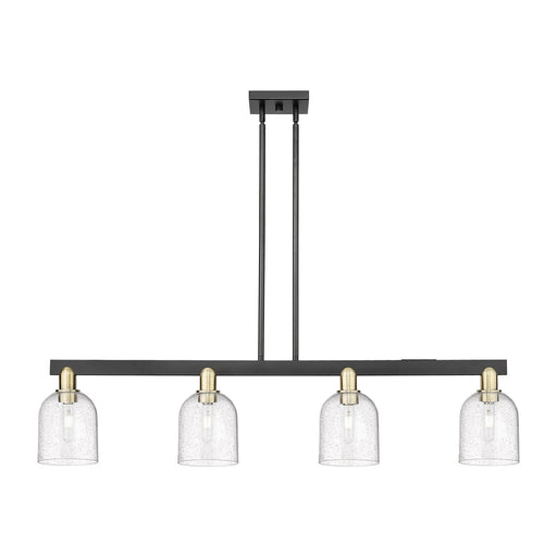 Innovations Bella 48in 4-Light Island Light | Industrial Black Antique Brass Steel and Seedy Glass | Kitchen Island & Dining | Model 716-4I-BAB-G558-6SDY