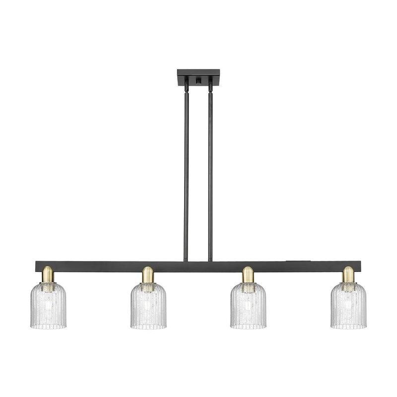 Innovations Bridal Veil 48in 4-Light Island Light | Industrial Black Antique Brass Steel and Seedy Ribbed Glass | Kitchen | Model 716-4I-BAB-G559-5SDY