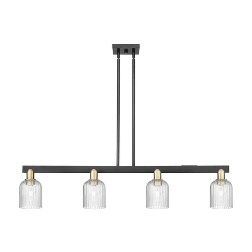 Innovations Bridal Veil 48in 4-Light Island Light | Industrial Black Antique Brass Steel and Seedy Ribbed Glass | Kitchen | Model 716-4I-BAB-G559-5SDY
