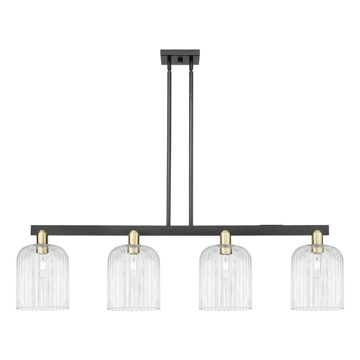 Innovations Bridal Veil 51in 4-Light Island Light | Industrial Black Antique Brass and Clear Ribbed Glass | Kitchen Island & | Model 716-4I-BAB-G559-8CL