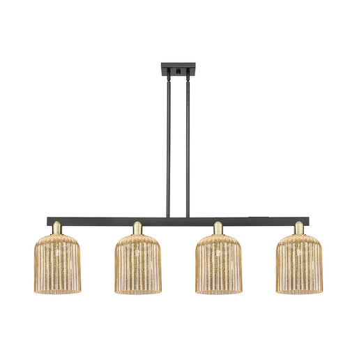 Innovations Bridal Veil 51in 4-Light Island Light | Industrial Black Antique Brass and Mercury Ribbed Glass | Kitchen Island & | Model 716-4I-BAB-G559-8ME