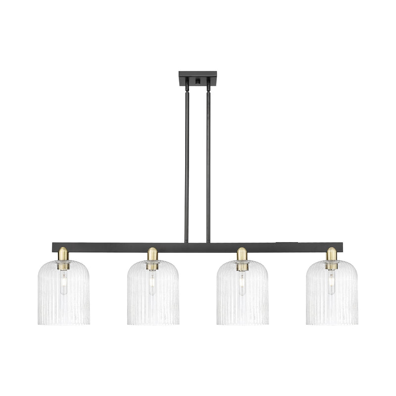 Innovations Bridal Veil 51in 4-Light Island Light | Industrial Black Antique Brass and Seedy Glass | Kitchen Island & Dining | Model 716-4I-BAB-G559-8SDY