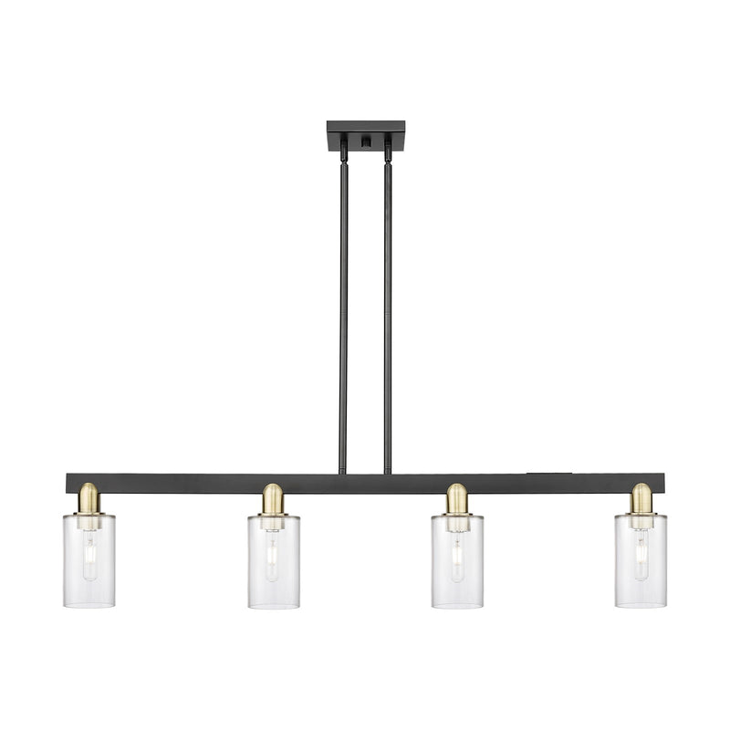 Innovations Clymer 47in 4-Light Island Light | Industrial Black Antique Brass and Clear Glass | Kitchen Island | 46.62 x 9.75 in | Model 716-4I-BAB-G802