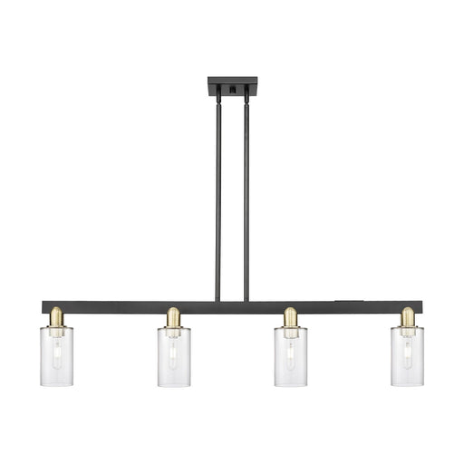 Innovations Clymer 47in 4-Light Island Light | Industrial Black Antique Brass and Clear Glass | Kitchen Island | 46.62 x 9.75 in | Model 716-4I-BAB-G802