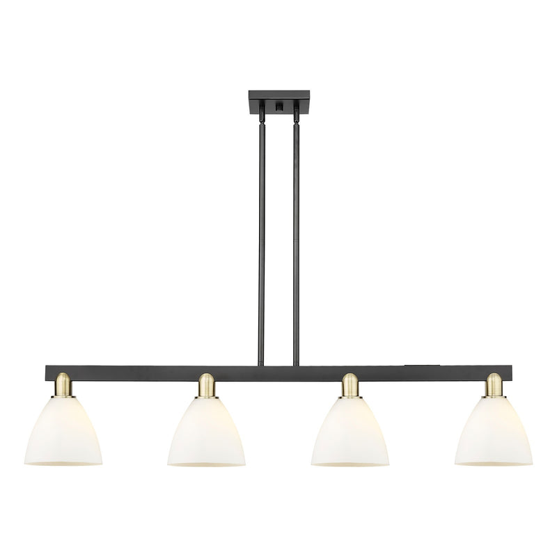 Innovations Bristol 50in 4-Light Island Light | Industrial Black Antique Brass Steel and Matte White Glass | Kitchen Island & | Model 716-4I-BAB-GBD-751