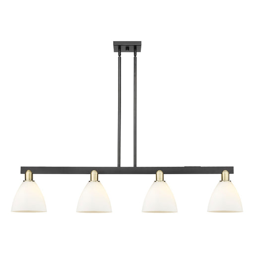 Innovations Bristol 50in 4-Light Island Light | Industrial Black Antique Brass Steel and Matte White Glass | Kitchen Island & | Model 716-4I-BAB-GBD-751