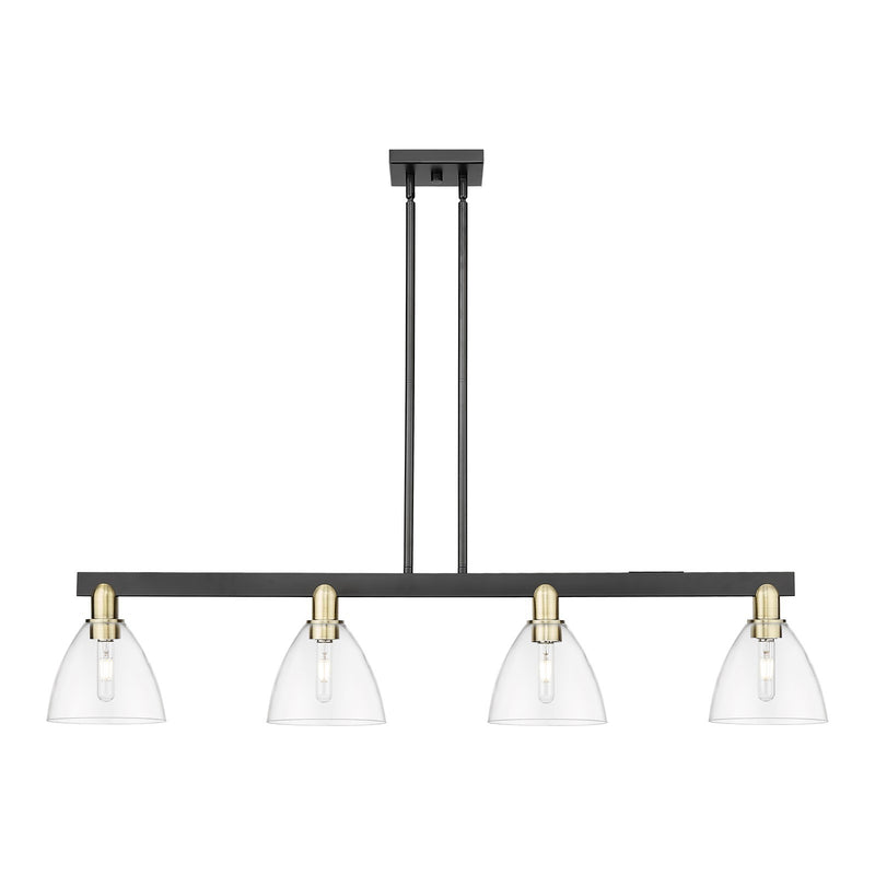 Innovations Bristol 50in 4-Light Island Light | Industrial Black Antique Brass and Clear Glass | Kitchen Island & Dining Room | Model 716-4I-BAB-GBD-752