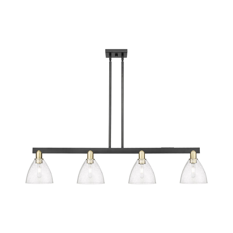 Innovations Bristol 50.25in 4-Light Island Light | Industrial Black Antique Brass Steel and Seedy Glass | Kitchen Island & | Model 716-4I-BAB-GBD-754