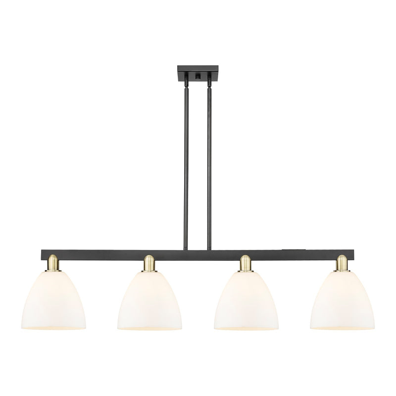 Innovations Bristol 52in 4-Light Island Light | Industrial Black Antique Brass Steel and Matte White Glass | Kitchen Island & | Model 716-4I-BAB-GBD-91